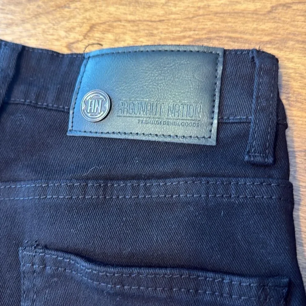 Men's Slim Black Jeans with Distressed Design